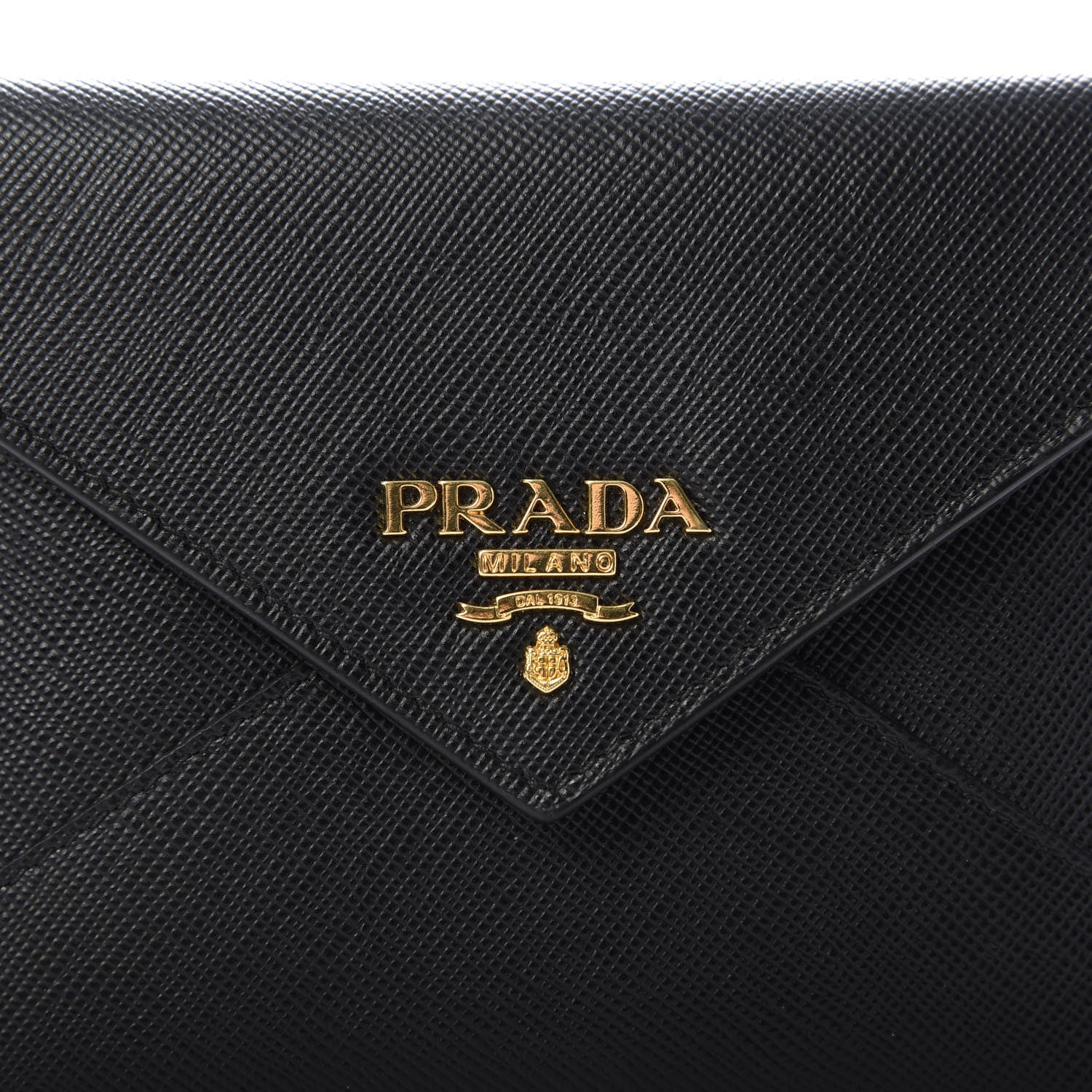 Prada Saffiano Metal Envelope Compact Wallet Black 6 of 7