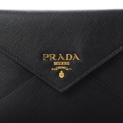 Prada Saffiano Metal Envelope Compact Wallet Black 6 of 7