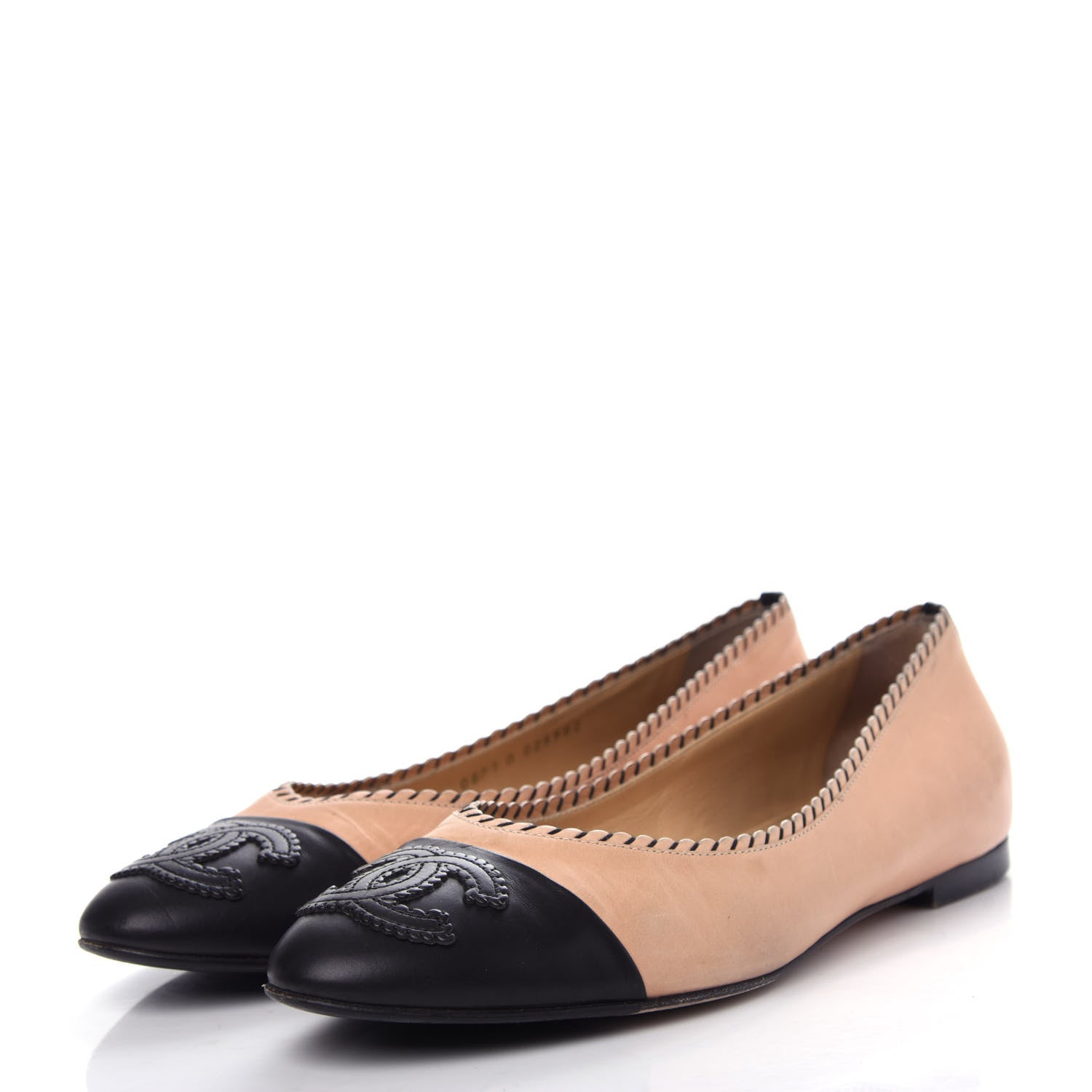 Chanel Lambskin Cap Toe Ballerina Flats 41 Beige Black 3 of 10