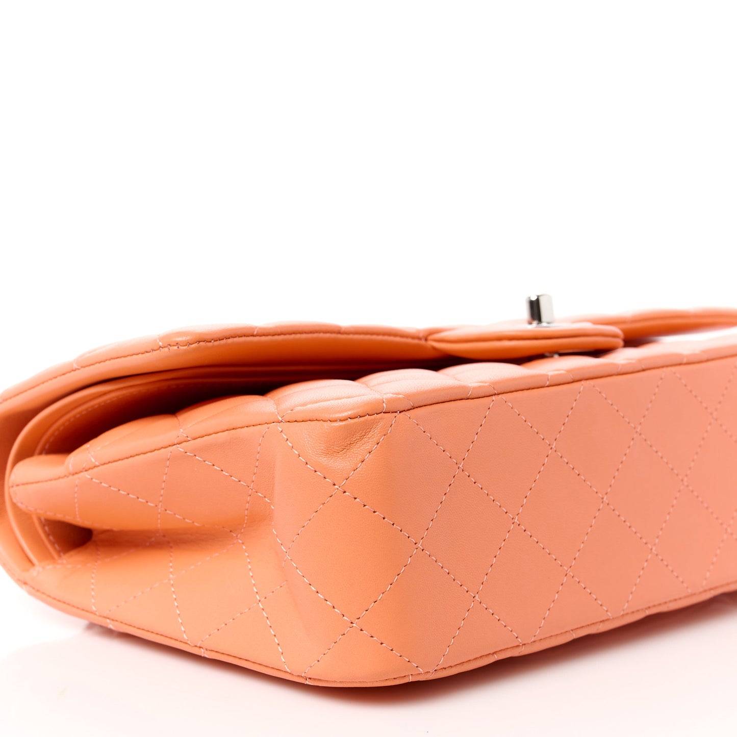 Lambskin Quilted Medium Double Flap Orange