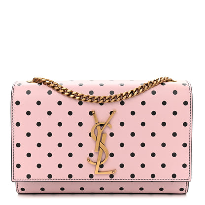 Saint Laurent Calfskin Polka Dot Small Monogram Kate Satchel Rose Black 1 of 12