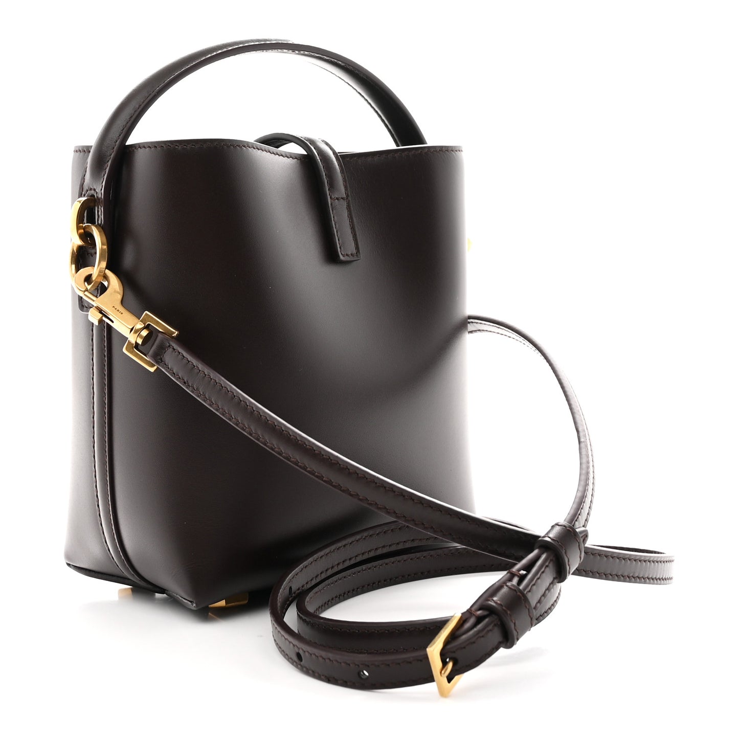 Shiny Calfskin Le 37 Mini Bucket Bag Dark Sweet Chocolate