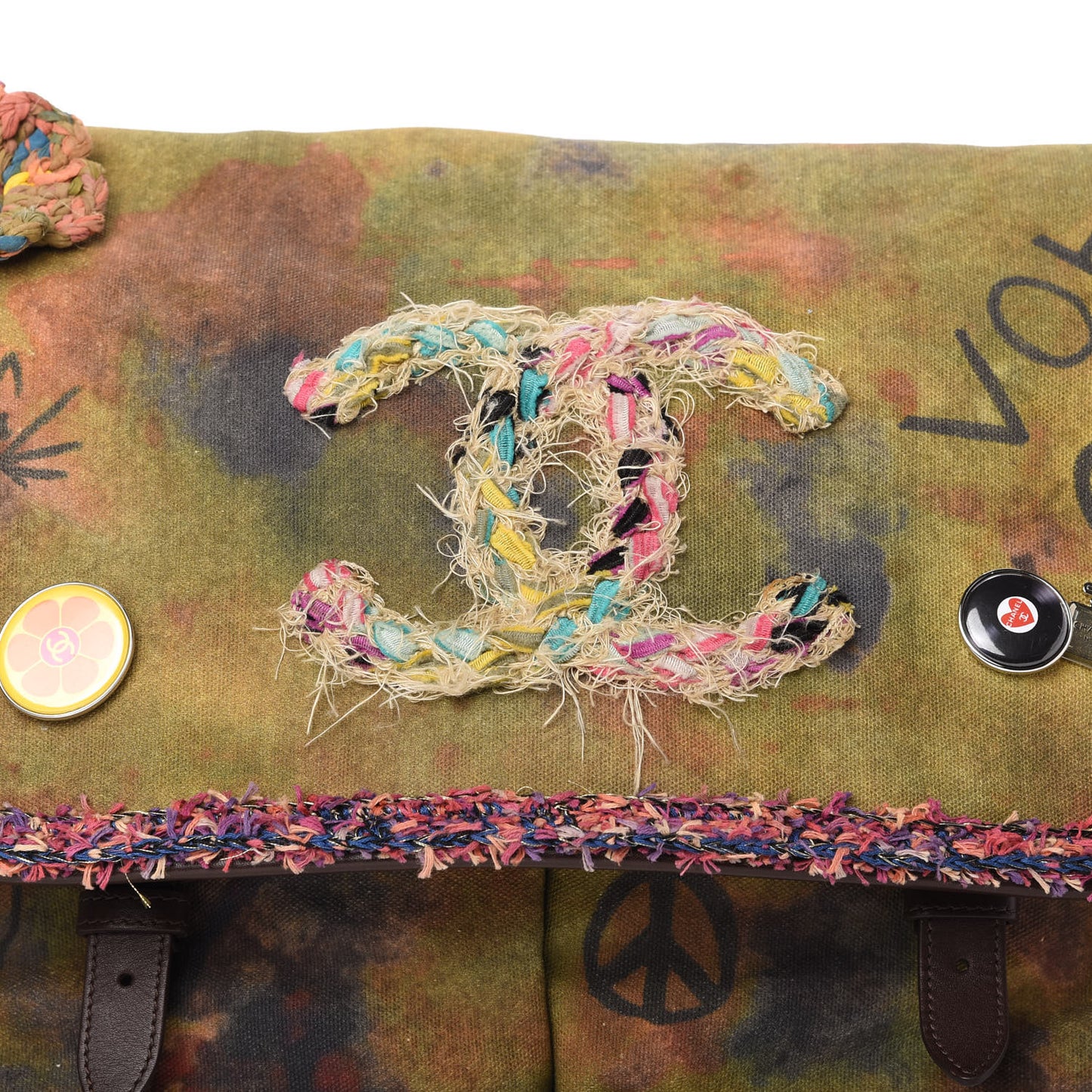 Washed Toile Large Graffiti On The Pavements Messenger Khaki Multicolor