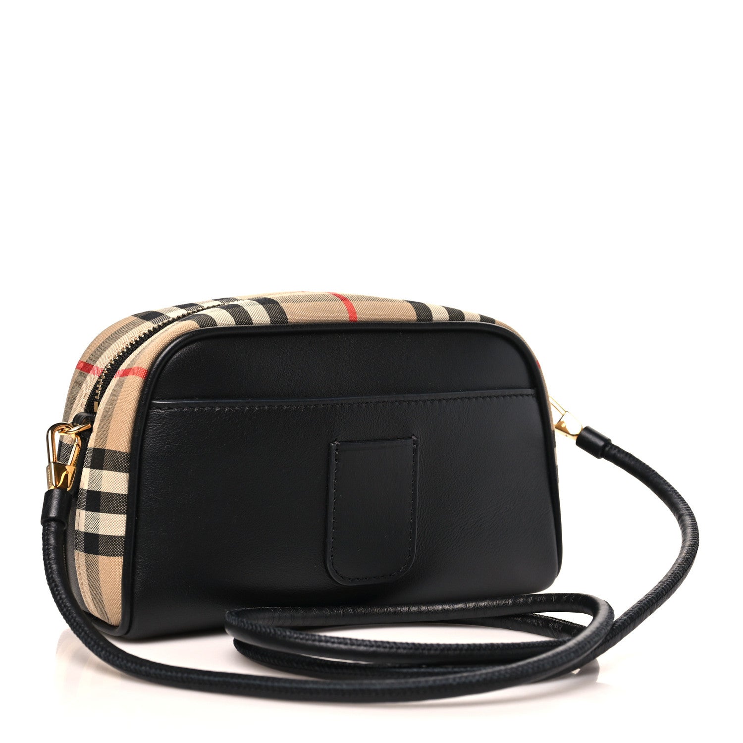 Burberry Calfskin Vintage Check Half Cube Crossbody Bag Black 2 of 8