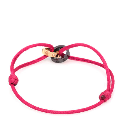 Cartier 18K Pink Gold Ceramic 4 Diamond LOVE Cord Bracelet Hot Pink 3 of 5