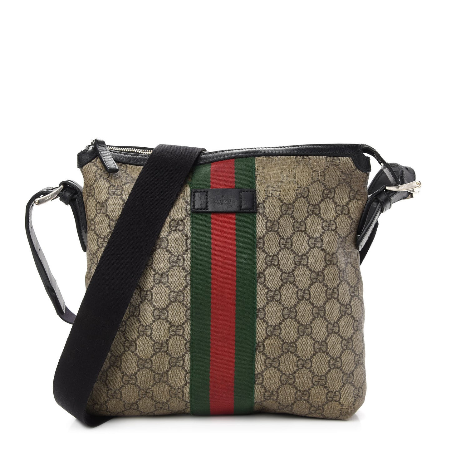 GG Supreme Monogram Web Messenger Bag Black