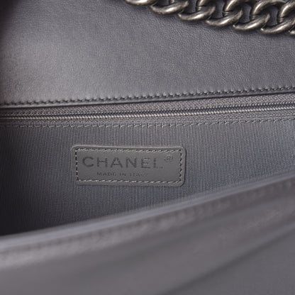Chanel Metallic Calfskin Quilted New Medium Boy Flap Grey 8 of 12
