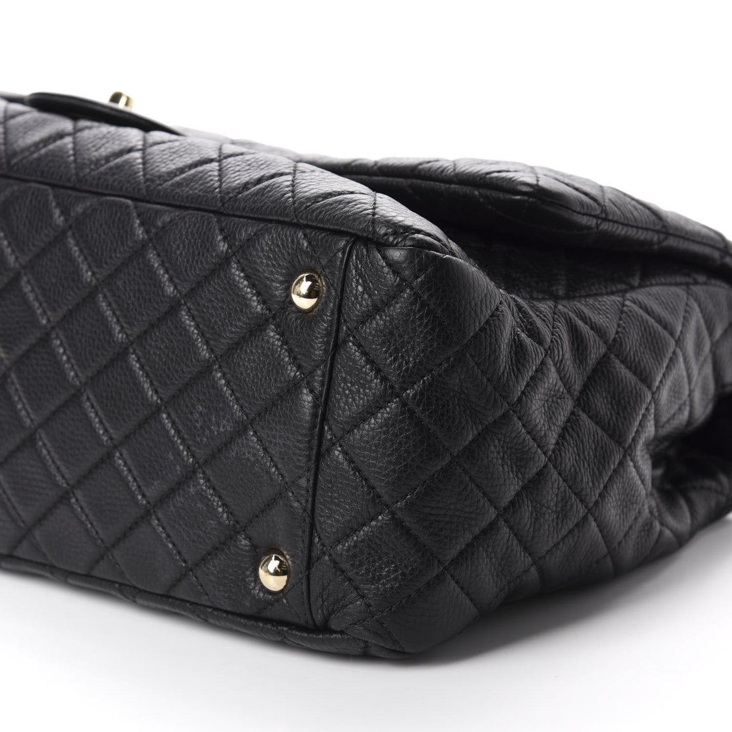 Calfskin Quilted XXL Travel Flap Bag Black