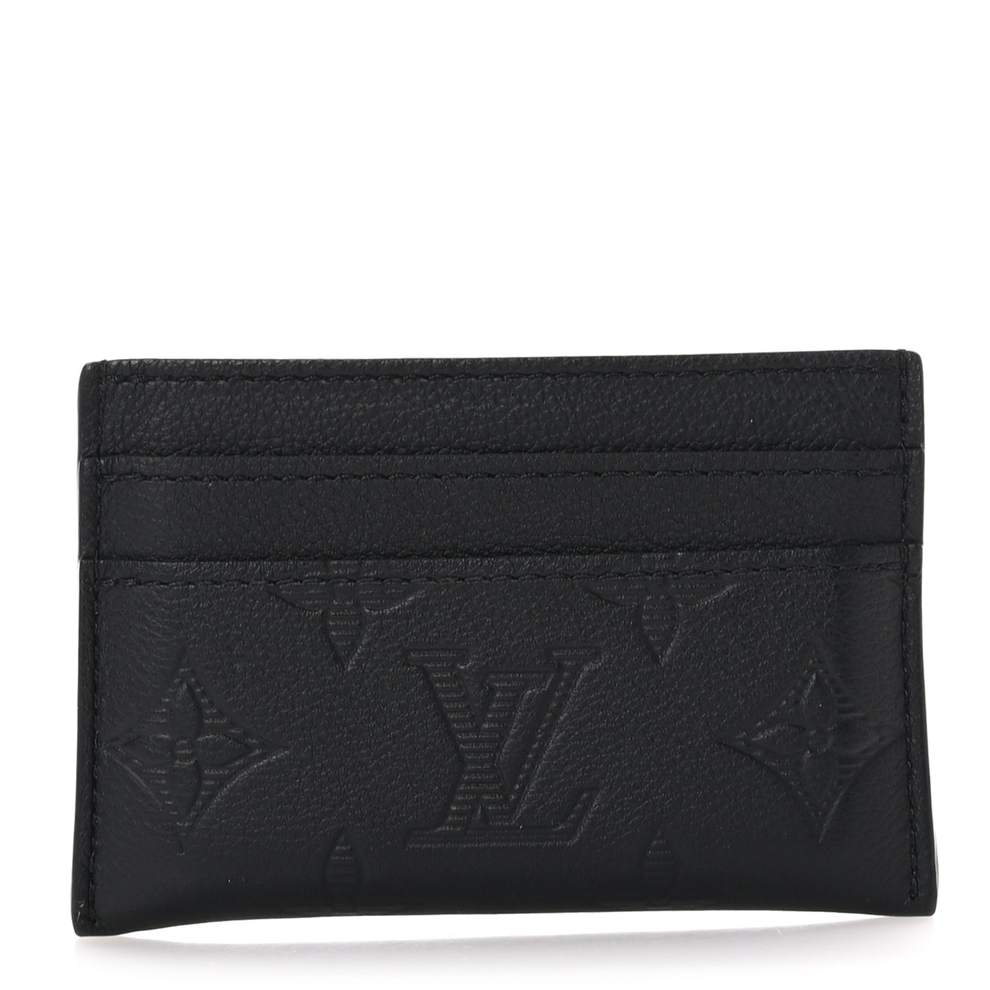Calfskin Monogram Shadow Double Card Holder Black