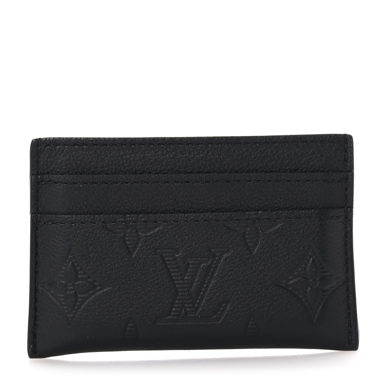 Louis Vuitton Calfskin Monogram Shadow Double Card Holder Black 1 of 7