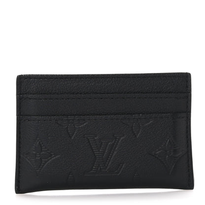 Louis Vuitton Calfskin Monogram Shadow Double Card Holder Black 1 of 7