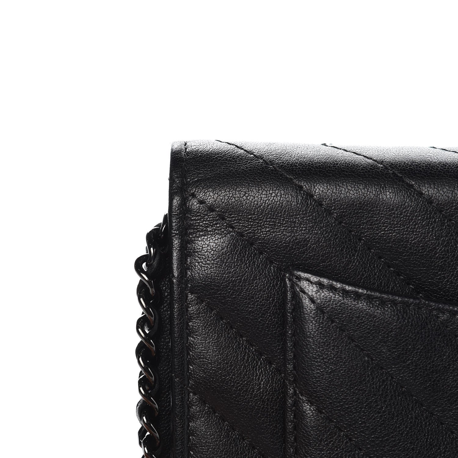 Chanel Sheepskin Chevron Reissue Wallet On Chain WOC So Black 7 of 15