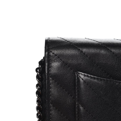 Chanel Sheepskin Chevron Reissue Wallet On Chain WOC So Black 7 of 15
