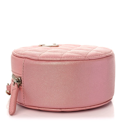 Chanel Iridescent Caviar Resin Quilted Round Clutch With Chain Pink 4 of 11