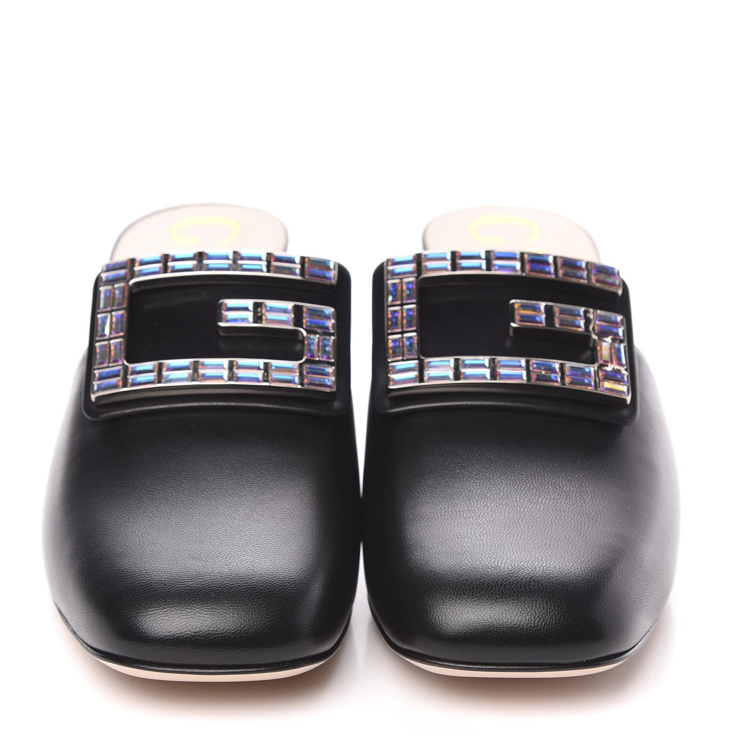 Gucci Malaga Kid Crystal Square G Madelyn Mules 37 Black 2 of 10