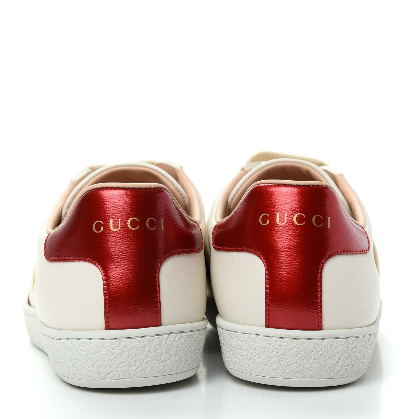 Calfskin Stripe Womens New Ace Sneakers 35.5 New Mystic White Ecru Red Flame
