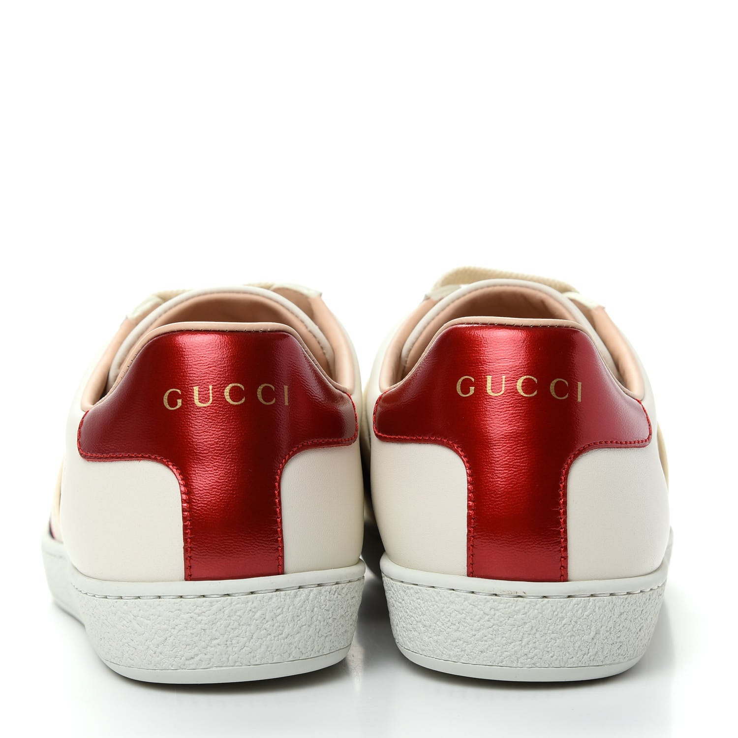 Gucci Calfskin Stripe Womens New Ace Sneakers 35.5 New Mystic White Ecru Red Flame 7 of 10