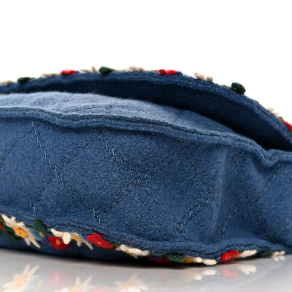 Chanel Felt Embroidered Large Crest Austrian Satchel Blue 8 of 8