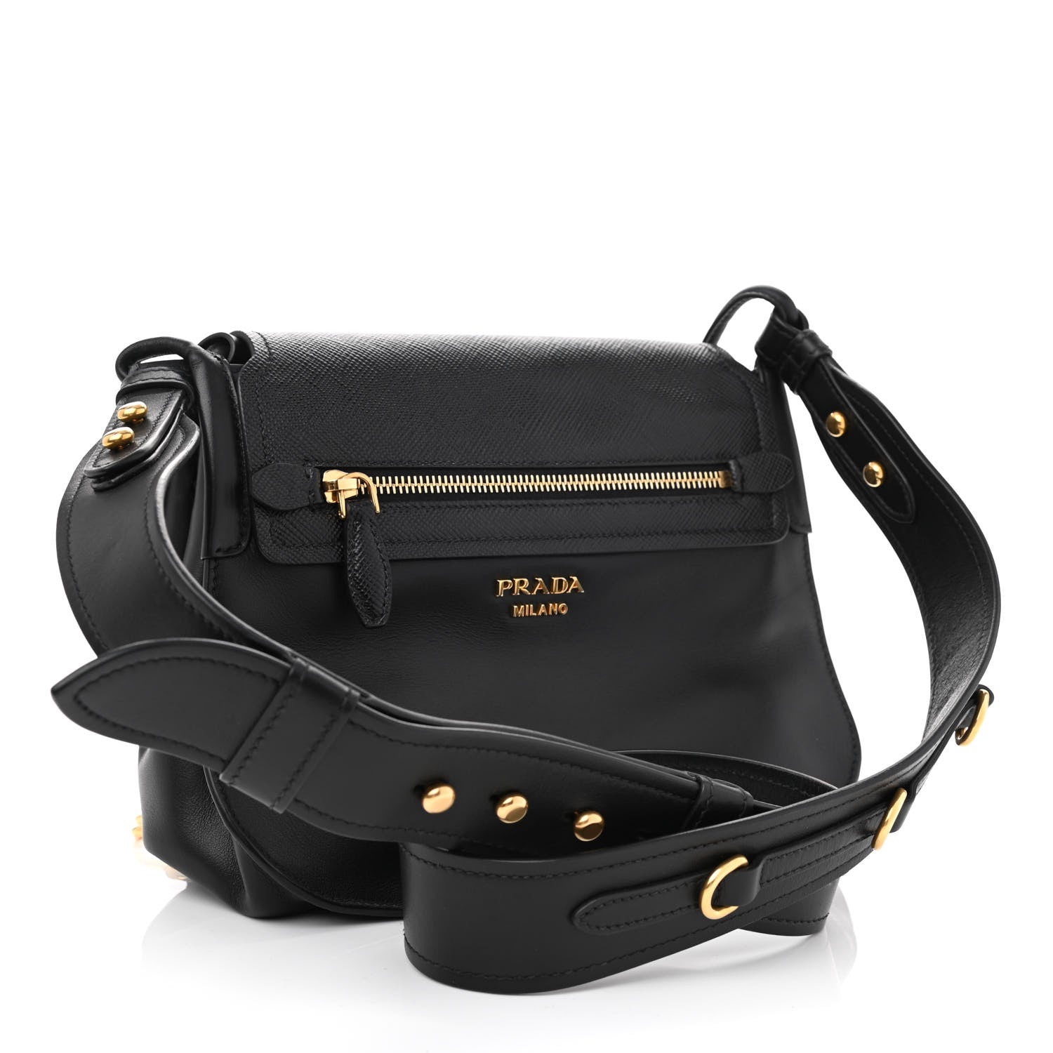 Prada Saffiano Cuir Calf Corsaire Bag Black 3 of 9