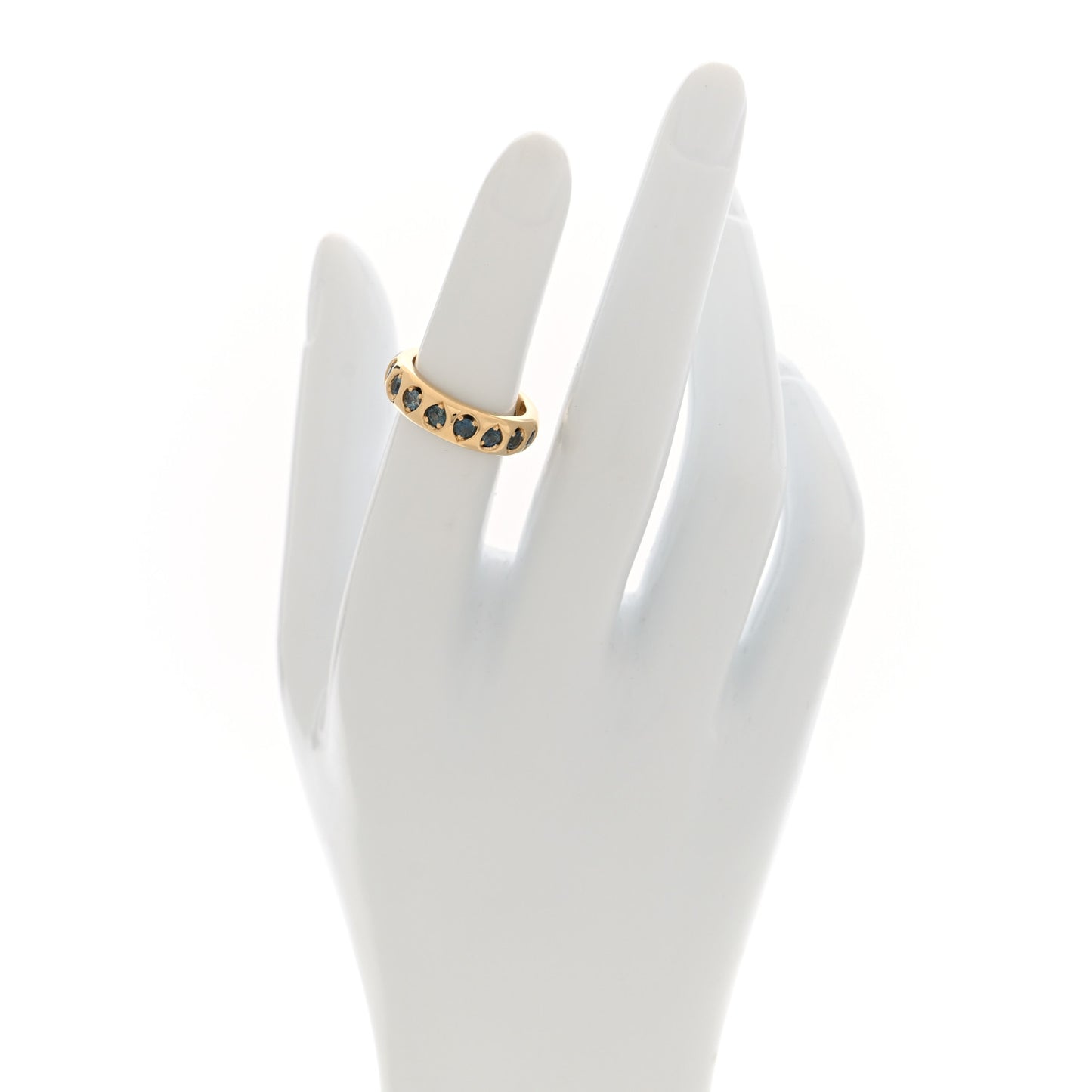 18K Yellow Gold Sapphire Gemstone Band Ring 49 5
