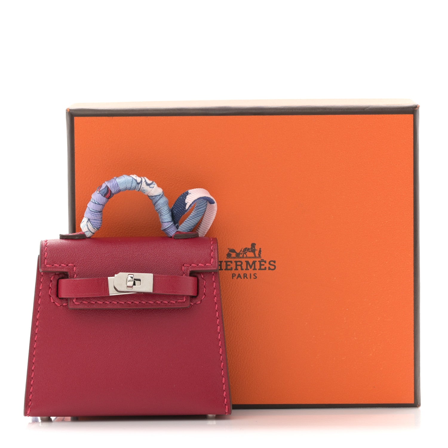 Hermes Tadelakt Mini Kelly Twilly Bag Charm Rouge Vif 6 of 6