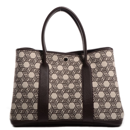 Hermes Toile Leather Garden Party MM 36 Ecru Cocoan SO 1 of 7