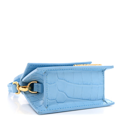 Jacquemus Calfskin Crocodile Embossed Le Chiquito Blue 4 of 9