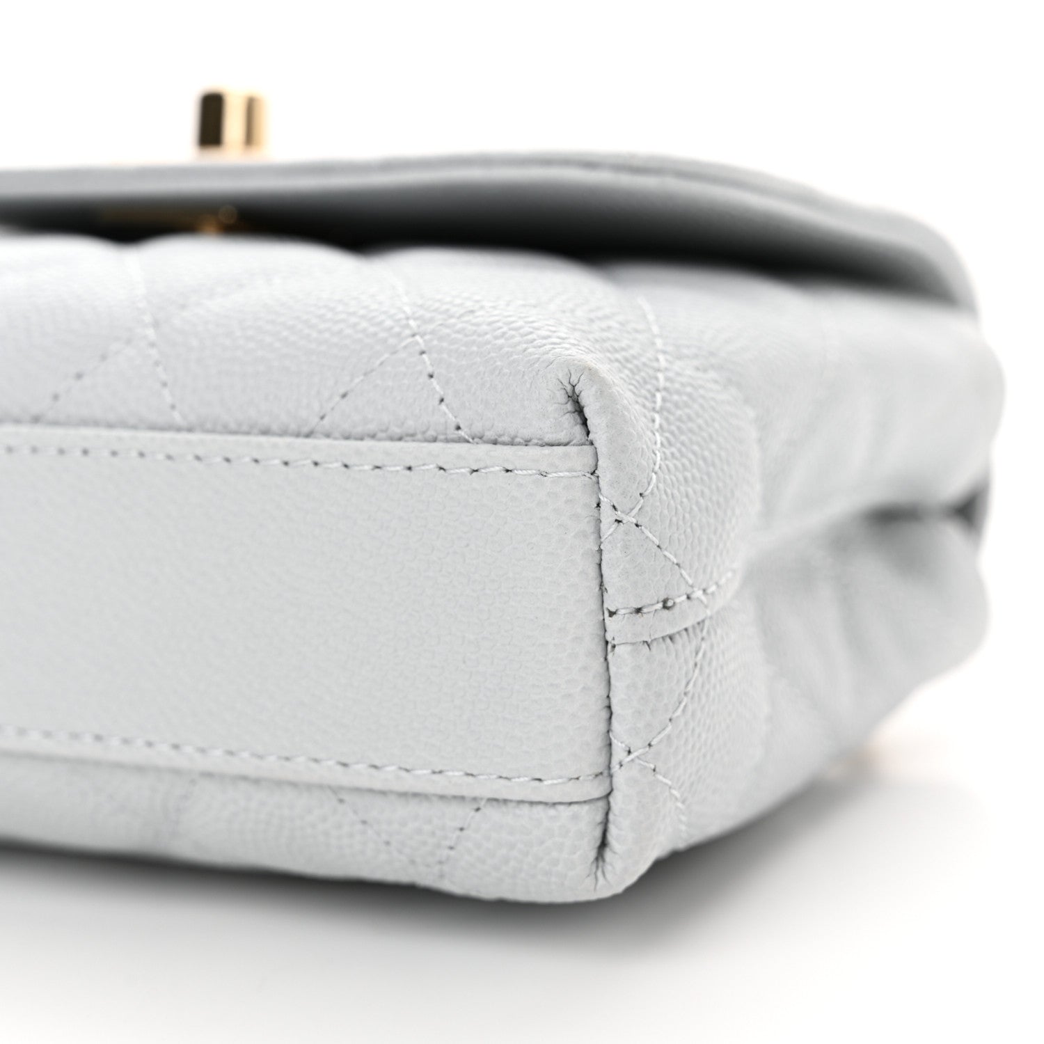 Chanel Caviar Quilted Coco Handle Clutch With Chain Light Blue 10 of 10
