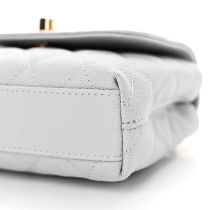 Chanel Caviar Quilted Coco Handle Clutch With Chain Light Blue 10 of 10