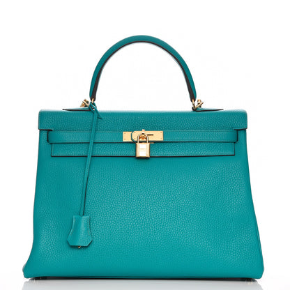 Hermes Taurillon Clemence Kelly Retourne 35 Bleu Paon 1 of 32