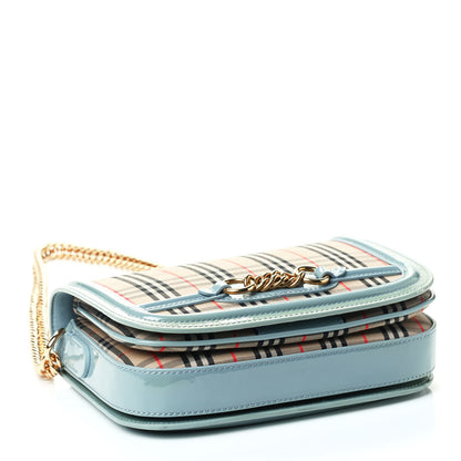 Burberry Patent 1983 Knight Check Link Shoulder Bag Blue Sage 3 of 4