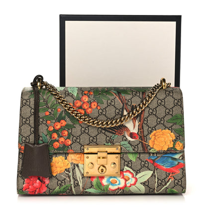 Gucci GG Supreme Monogram Tian Medium Padlock Shoulder Bag Beige Multicolor New Acero 16 of 16