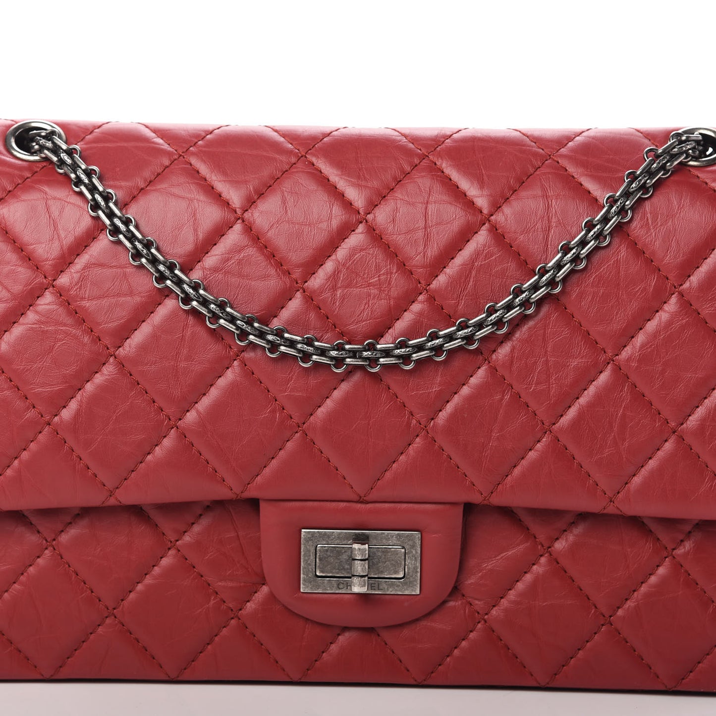 Aged Calfskin Quilted 2.55 Reissue 227 Flap Red