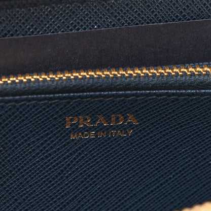 Prada Saffiano Metal Zip Around Wallet Baltico 7 of 8