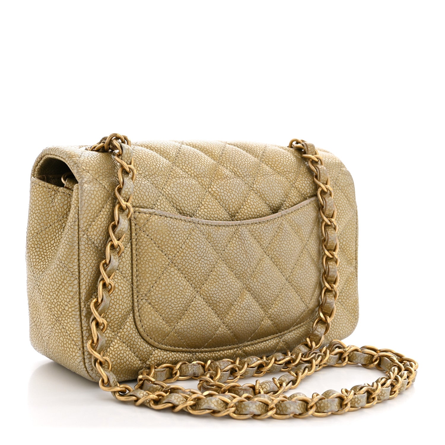 Chanel Metallic Caviar Quilted Mini Rectangular Flap Gold 3 of 11