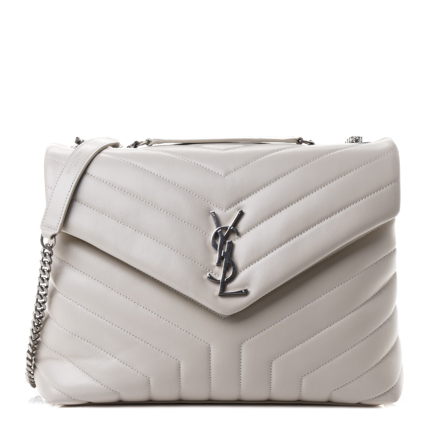 Saint Laurent Calfskin Y Quilted Monogram Medium Loulou Chain Satchel Crema Soft 1 of 4