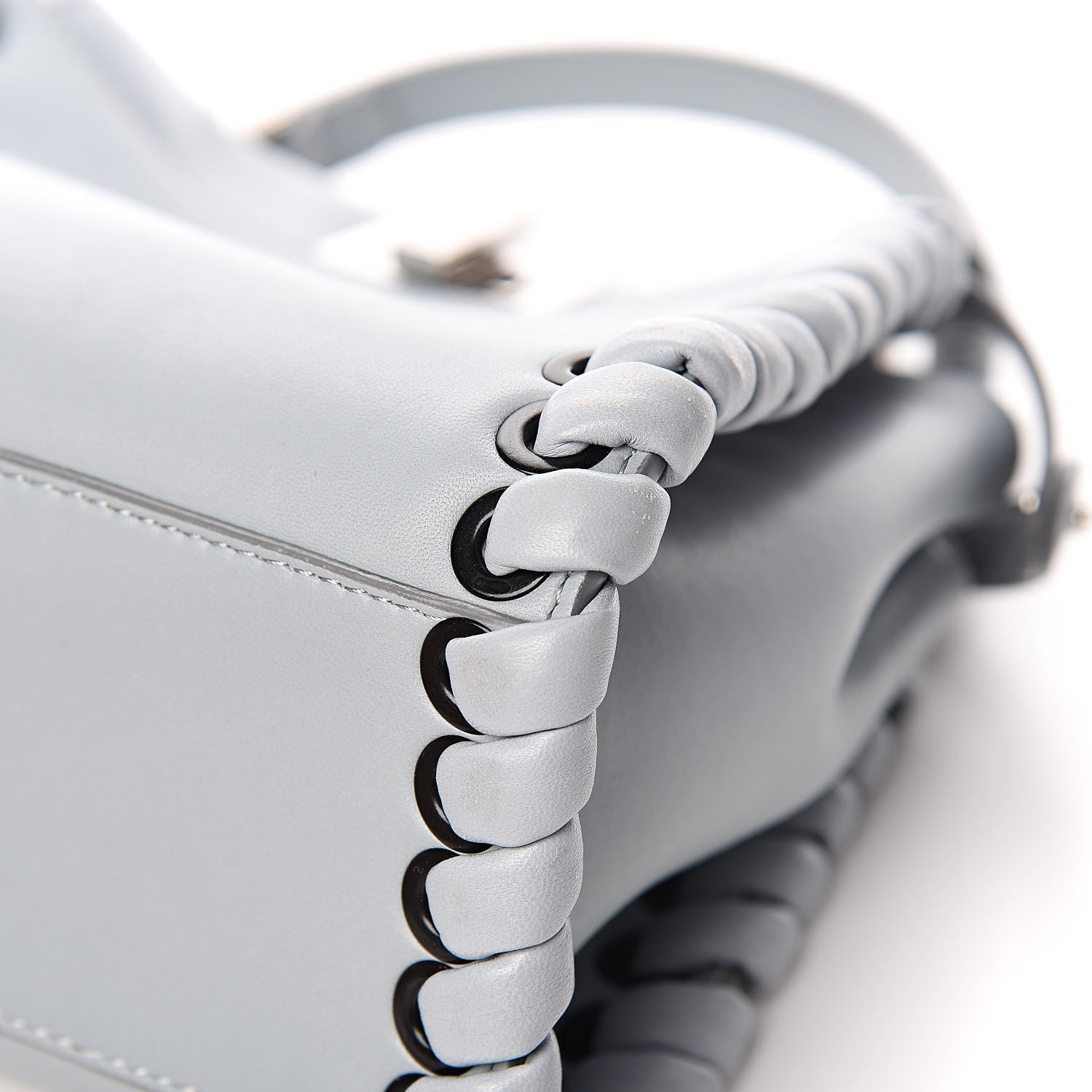 Fendi Nappa Lace Up Mini Peekaboo Iconic Satchel Azzurro Polvere 12 of 13
