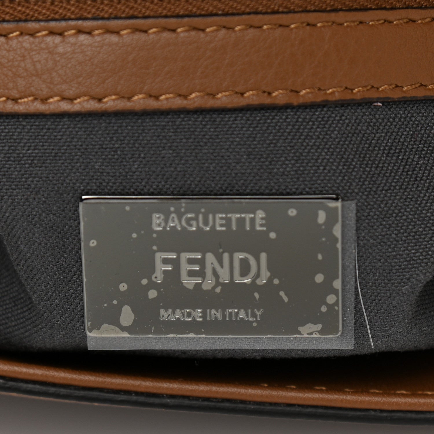 Fendi Vitello Dolce Lace Up Baguette Brownie 6 of 9