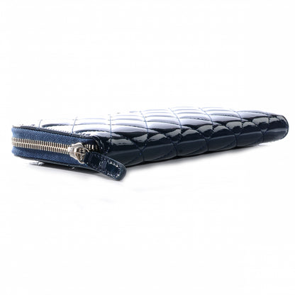Chanel Patent Quilted Zip Around Wallet Navy Blue 3 of 9