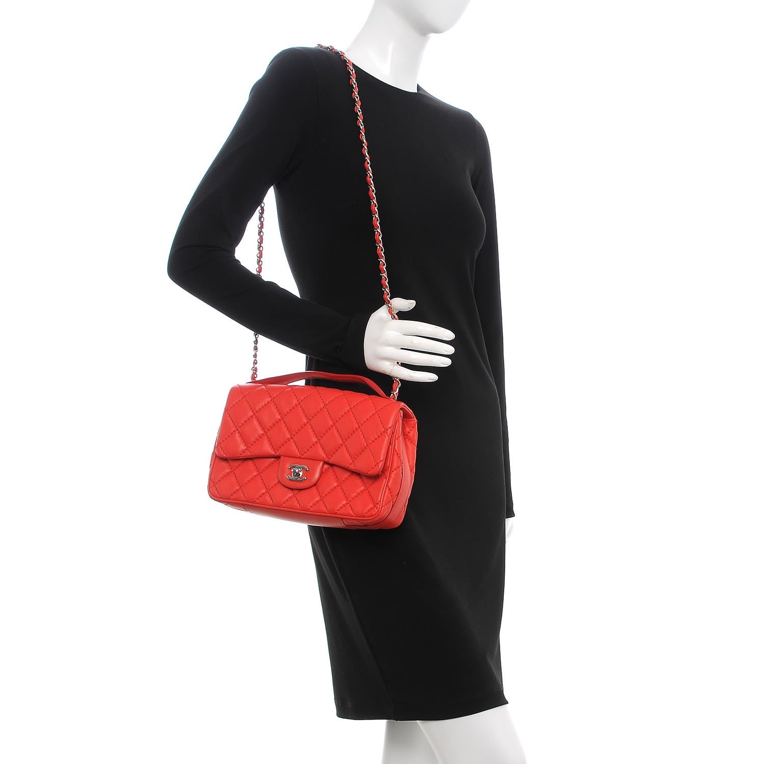 Chanel Lambskin Quilted Medium Easy Carry Flap Red 2 of 9