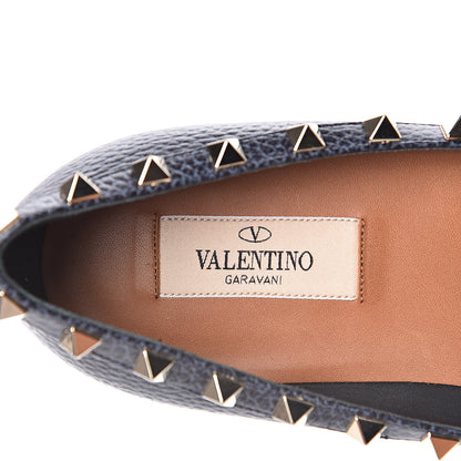 Valentino Garavani Pebbled Calfskin Rockstud Ballerina Flats 39.5 Deep Denim 8 of 10