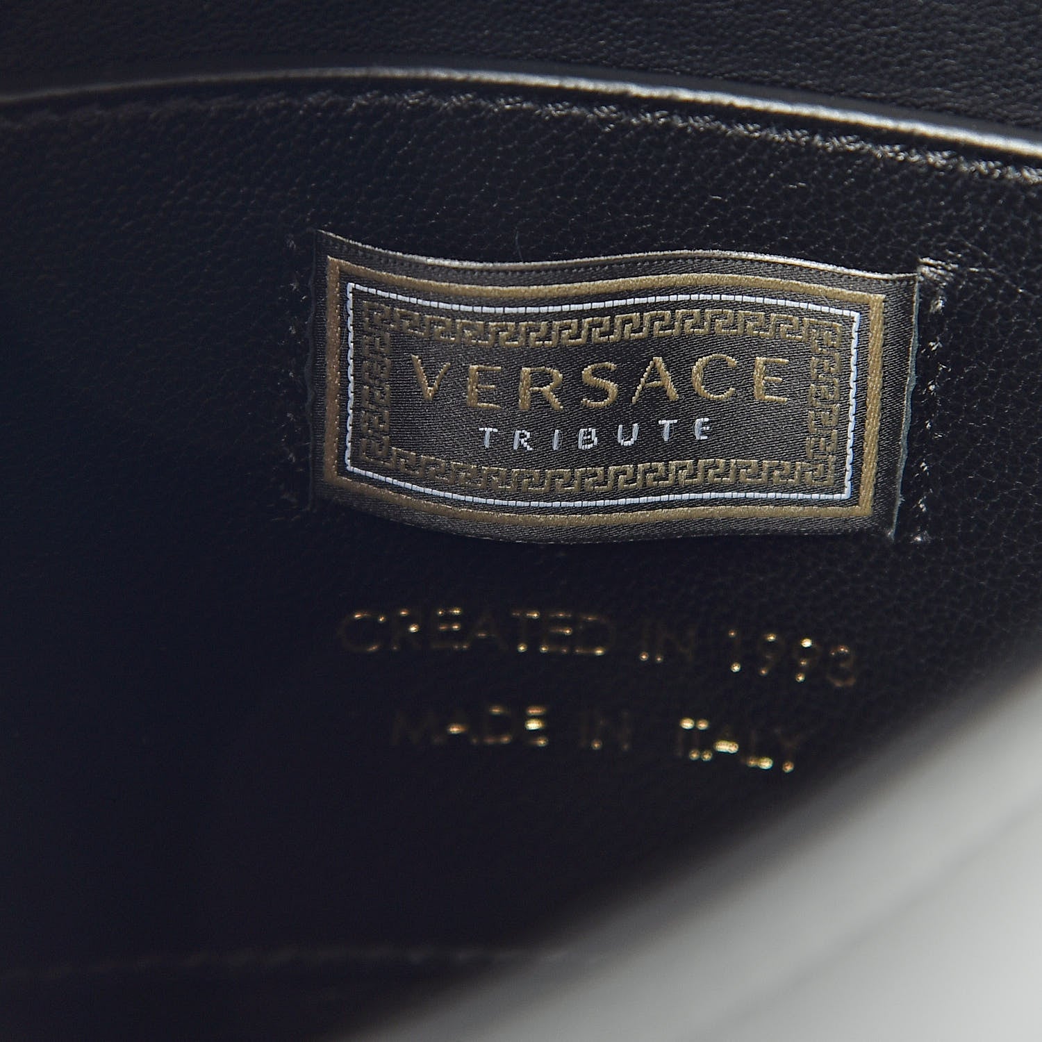 Versace Nappa Crystal Embroidered Alphabet Icon Flap Black 6 of 15