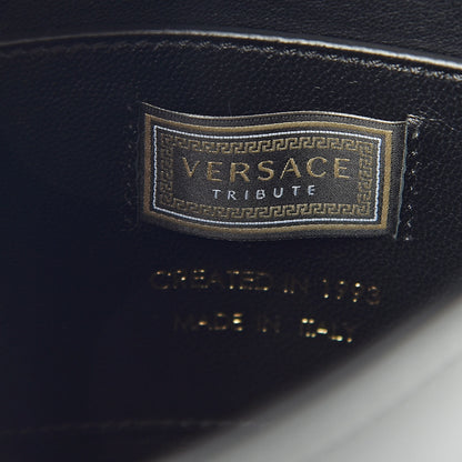 Versace Nappa Crystal Embroidered Alphabet Icon Flap Black 6 of 15