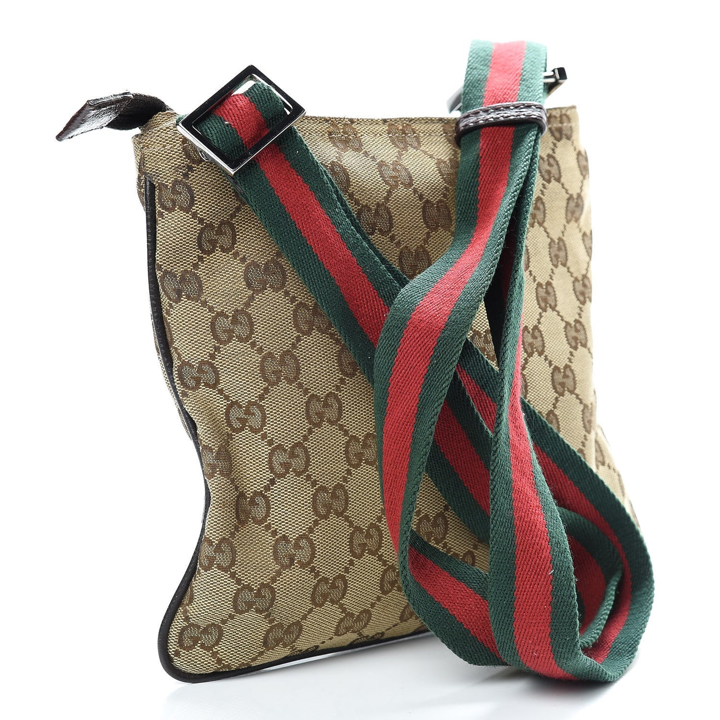 Monogram Web Small Flat Messenger Bag Brown