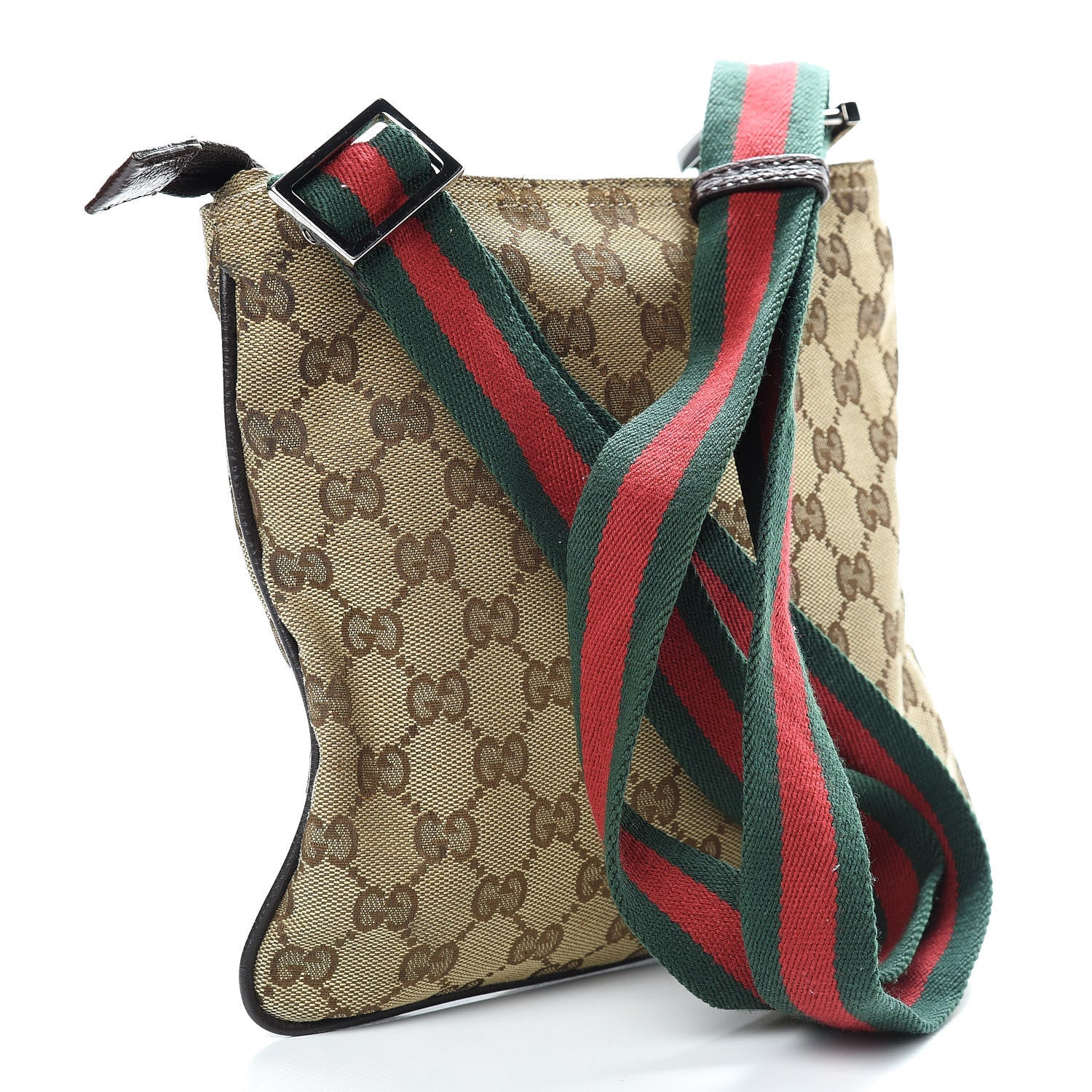 Gucci Monogram Web Small Flat Messenger Bag Brown 3 of 11