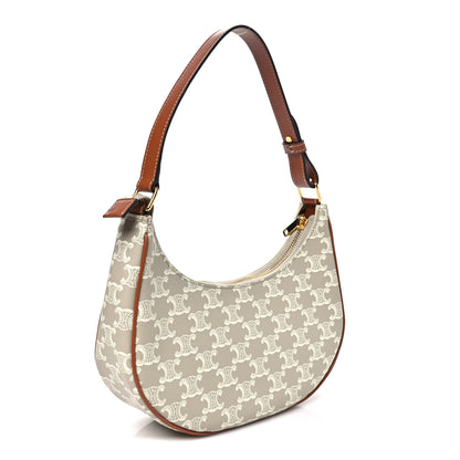 Celine Canvas Calfskin Ava Triomphe Shoulder Bag Grege 3 of 10