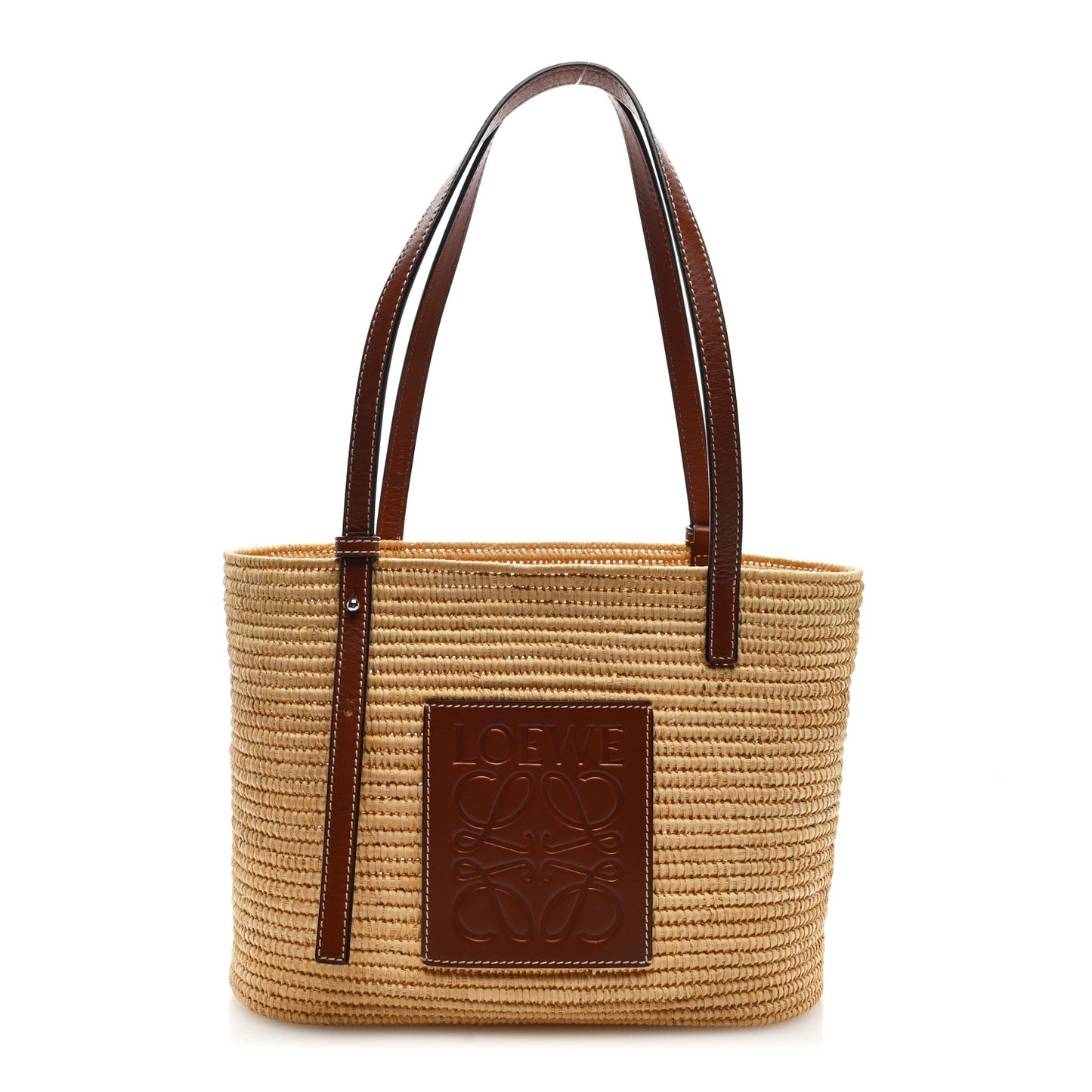 Raffia Small Square Basket Tote Bag Natural Tan