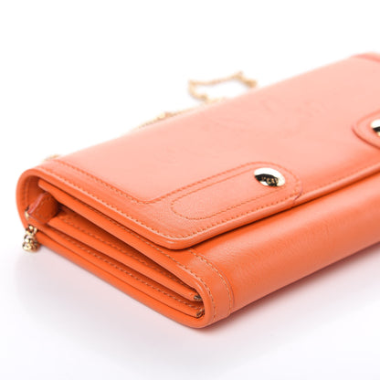 Versace Calfskin Chain Flap Wallet Orange 8 of 10