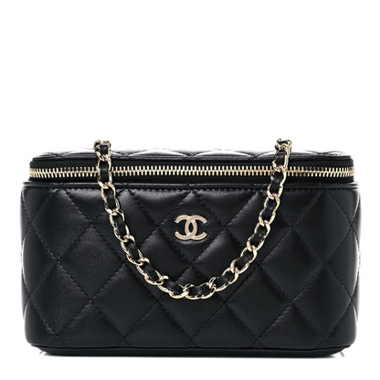 Chanel Lambskin Quilted Small Vanity Case With Chain Black 1 of 9