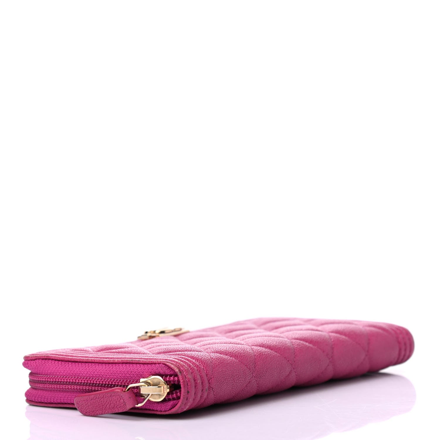 Chanel Caviar Quilted Large Boy Zip Around Wallet Fuchsia 3 of 4